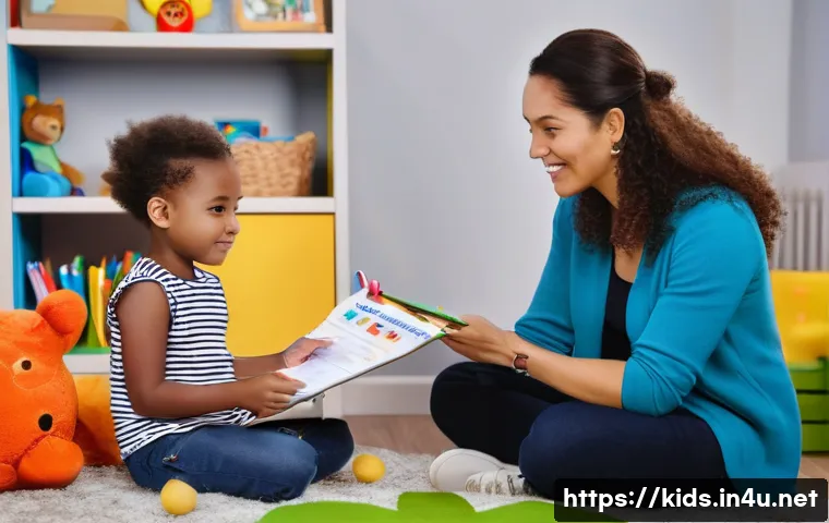 유아교육지도사 자격증 시험 취득 후 직무전환 사례 - A warm and professional indoor counseling scene showing a female early childhood education specialis...