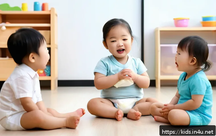 유아교육지도사로서 필요한 심리학 지식 - A warm, nurturing classroom scene showing a diverse group of toddlers (wearing diapers) expressing v...