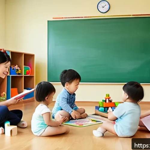 Home 31 유아교육지도사로서의 교육 목표 설계 사례 - A warm and inviting early childhood classroom scene showing a diverse group of toddlers wearing diap...