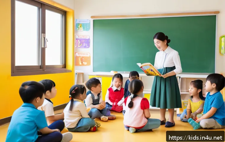 유아교육지도사 자격증의 종류와 차이 - A warm and engaging early childhood classroom scene featuring a diverse group of young children and ...